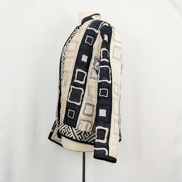 Trimdin Jacket Reversible Gray Tan White Black Geometric Statement Misses Size L - Picture 3 of 11